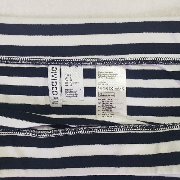 Divided, H&M Basic, Stretchy Bodycon Striped Mini Skirt, Large, Black & White - Picture 6 of 12